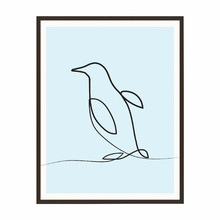 Line Penguin Framed Printed Wall Art