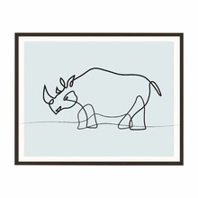 Line Rhino Framed Printed Wall Art