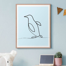 Line Penguin Framed Printed Wall Art