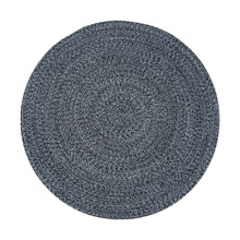 Navy & White Hand-Braided Cotton Rug