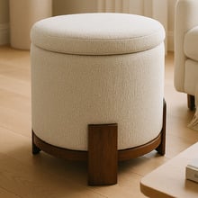 Barrel Boucle Storage Pouffe