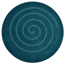 Turquoise Swirl Wool Round Rug