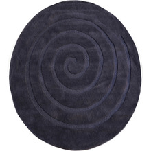 Charcoal Swirl Round Wool-Blend Rug