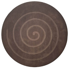 Brown Swirl Hand-Tufted Wool Round Rug