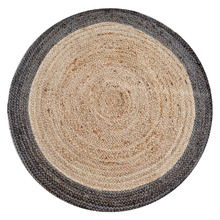 Natural & Turquoise Ripple Hand-Woven Round Rug