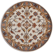 Grey & Cream Hanette Kashan Round Wool-Blend Rug