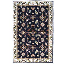 Black & Cream Kashan Wool-Blend Rug
