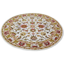 Ivory & Cream Kashan Round Wool-Blend Rug
