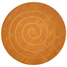 Orange Swirl Hand-Tufted Wool Round Rug