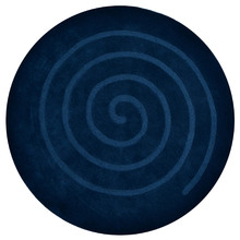 Navy Swirl Wool Round Rug