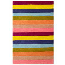 Multi-Coloured Striped Hand-Tufted Wool Rug