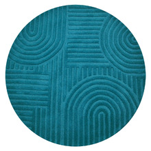 Turquoise Pavi Hand-Tufted Wool Round Rug