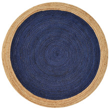 Navy Blue George Braided Jute Round Rug
