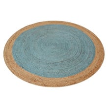 Teal Blue Spiral George Braided Round Rug