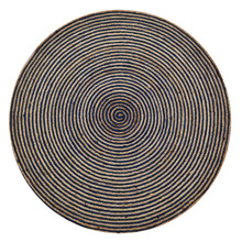 Navy Blue Spiral Braided Jute Round Rug