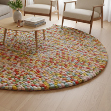 Pink Bonnie Hand-Woven Wool Round Rug