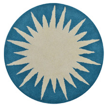 Ivory & Turquoise Vera Hand-Tufted Wool Round Rug