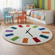 Tikki Clock Kids' Hand-Tufted Wool Round Rug