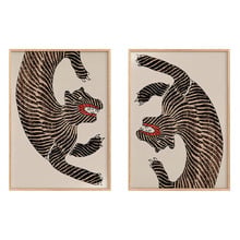 Japanese Tiger Framed Paper Print Wall Art Diptych