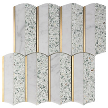 Orient Green Plycord Terrazzo & Marble Mosaic Tile