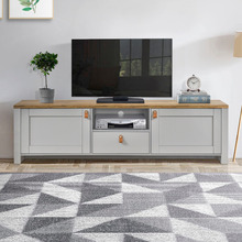 180cm Natural & Light Grey Leiv TV Unit