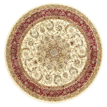 Cream & Red Eris Power-Loomed Round Rug