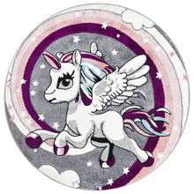 Pink & Grey Unicorn Round Rug