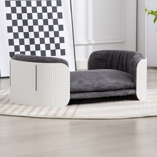 White & Grey Avery Medium Corduroy Pet Sofa
