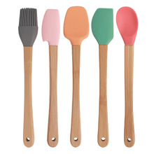 5 Piece Mini Silicone & Bamboo Kitchen Utensil Set