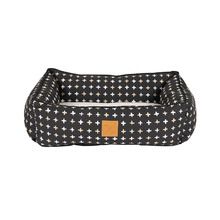 Black Metallic Cross Cotton Bolstered Dog Bed