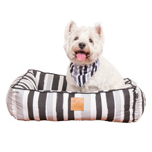 Pebble Black Brush Stroke Cotton Bolstered Dog Bed