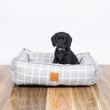 Check Print Cotton Bolstered Dog Bed
