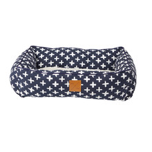 Navy Cross Cotton Bolstered Dog Bed