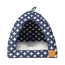 Navy Metallic Cross Cotton Cat Igloo