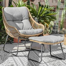 Grey Brennan Outdoor Armchair with Footstool