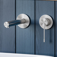 Vivid Slimline SS 316 Wall Basin Bath Mixer Set 180mm