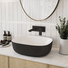 Nueva 500mm Black & White Rectangular Ceramic Basin