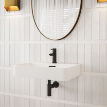 Nueva 430mm Rectangular Ceramic Wall-Hung Basin With Overflow