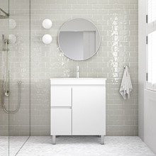Bianca 750mm Gloss White Freestanding Vanity with Ceramic Countertop