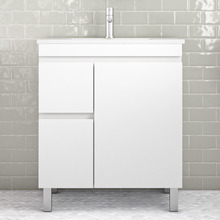 Bianca 750mm Gloss White Freestanding Vanity with Ceramic Countertop