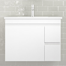 Bianca 750mm Gloss White Wall Hung Vanity with Ceramic Countertop