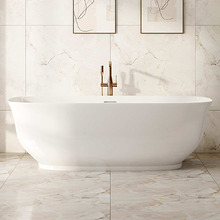 Lisbon Gloss White Oval Acrylic Freestanding Bath with Overflow