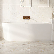 Costa Gloss White Oval Acrylic Corner Bath with Overflow