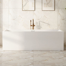 Albany Gloss White Rectangular Acrylic Freestanding Bath with Overflow