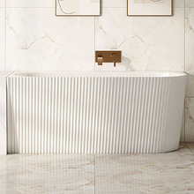 Salem Matte White Oval Acrylic Corner Bath with Overflow