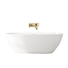 Pilato Acrylic Freestanding Bath with Brushed Gold Wall Mixer Set