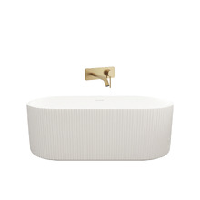 Salem Oval Acrylic Freestanding Bath with Brushed Gold Wall Mixer Set