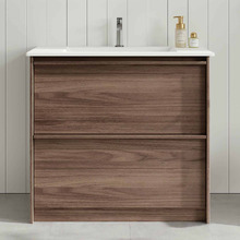 Malie 900mm Notaio Walnut Freestanding Single Vanity with Ceramic Countertop