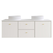 Wailani 1500mm Matte White Wall Hung Double Vanity with Stone Countertop