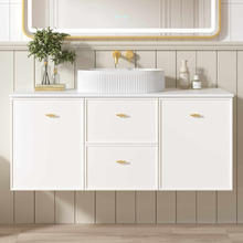 Wailani 1200mm Matte White Wall Hung Single Vanity with Stone Countertop